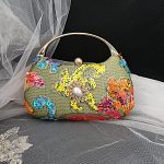 Matcha Green Sequin Floral Top Handle Bag