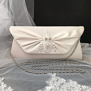 Ivory Occasion Handbag with Draped Flap Detail